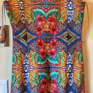 Bold and bright geometric print dress.